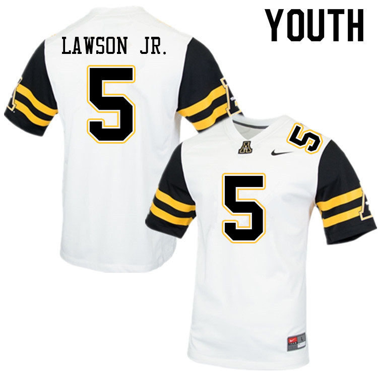Youth #5 Dexter Lawson Jr. Appalachian State Mountaineers College Football Jerseys Sale-White - Click Image to Close